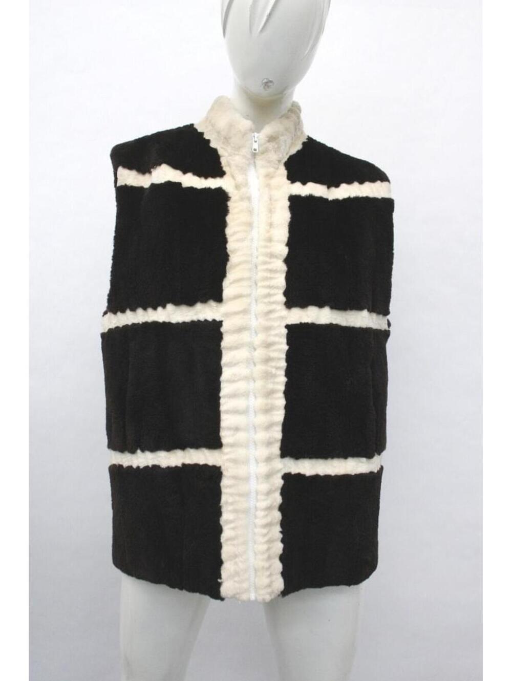 Brand New Brown & Beige Sheared Beaver Fur Vest Women Woman Size 4-6 Small